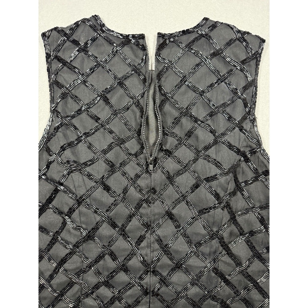 VTG Laurence Kazar Black Beaded Lattice Tank Size M Whimsigoth Ren Faire Luxury - Picture 9 of 9